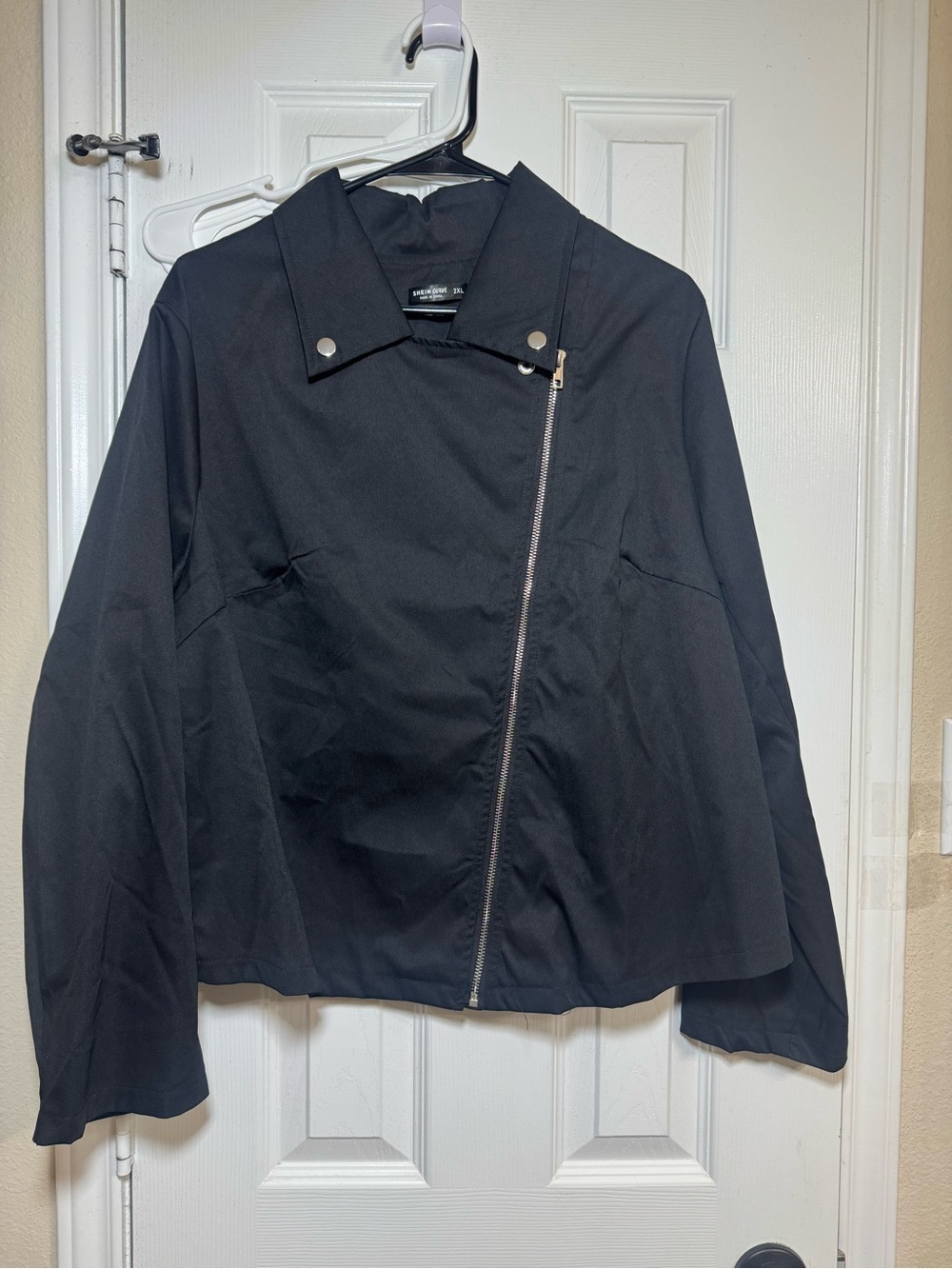 Black Asymmetric Zip Collar Jacket